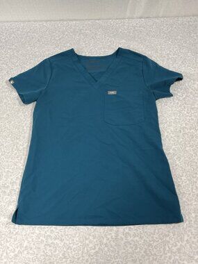 FIGS Catarina Scrub Top Womens XXS Blue Teal V-Neck 1 Pocket FW1000